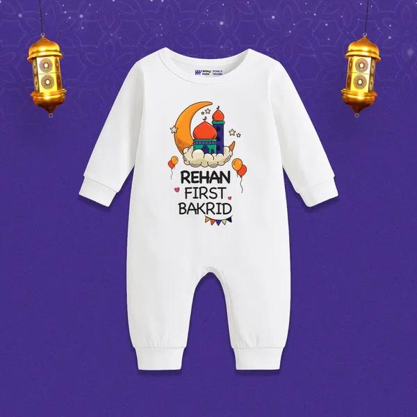 White_Cotton_Customized_Print_First_Bakrid_Bodysuit_For_Baby