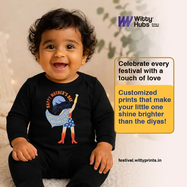 Black_Cotton_Happy_Mother'S_Day_Superhero_Print_Romper_For_Baby