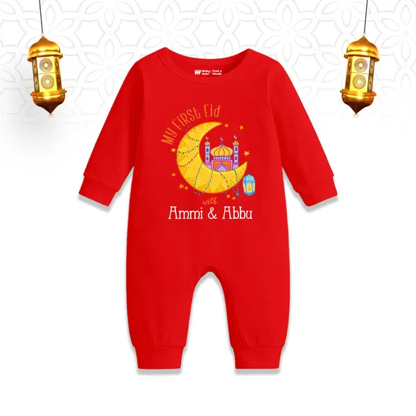 Red_First_Eid_Romper_With_Crescent_Moon_And_Mosque_Print_For_Baby