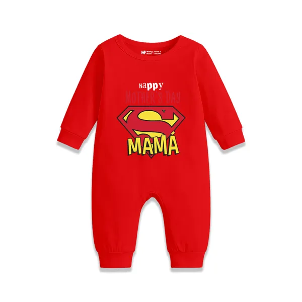 Red_Cotton_Romper_With_Super_Mama_Print_For_Babies