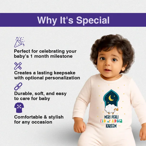 Cream_Cotton_Meri_Pehli_Eid_Al_Adha_Kareem_Romper_For_Newborns