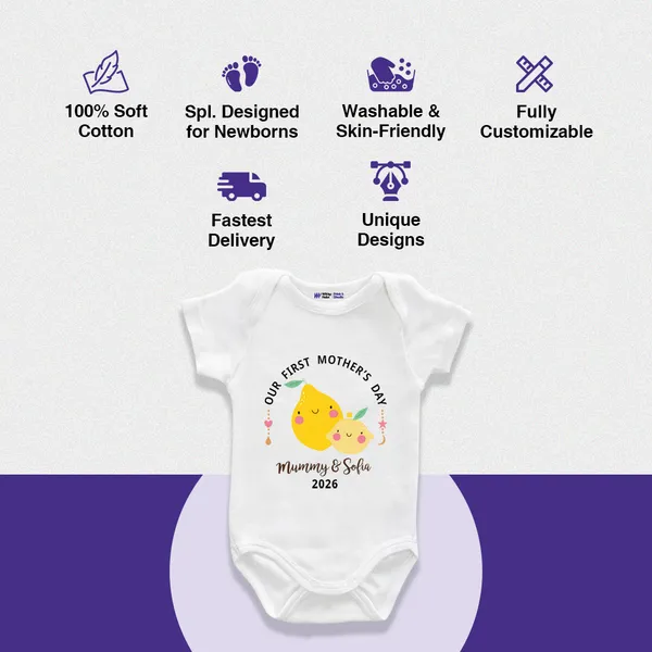 White_Cotton_Our_First_Mother'S_Day_Printed_Bodysuit_For_Baby