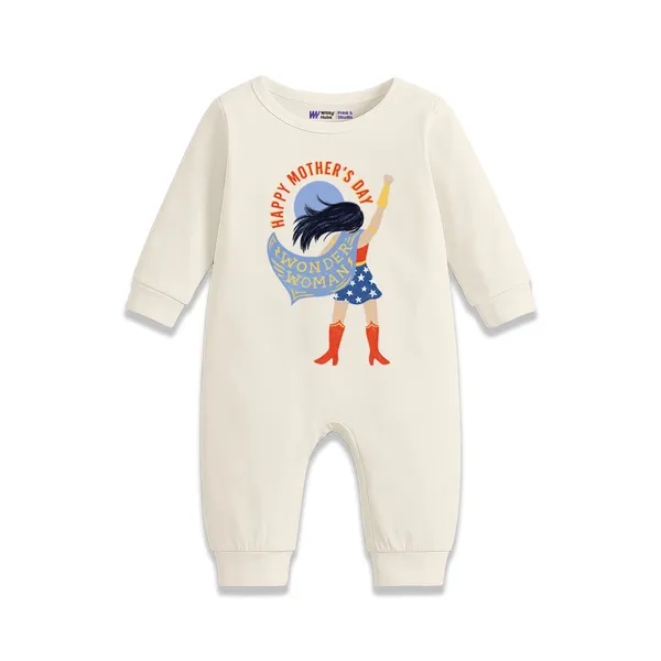 Cream_Graphic_Print_Long_Sleeve_Romper_For_Baby