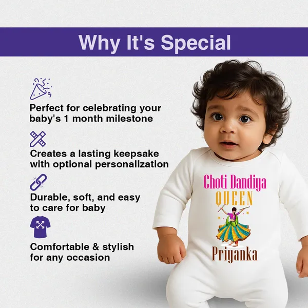 White_Cotton_Choti_Dandiya_Queen_Personalized_Romper_For_Baby_Girls