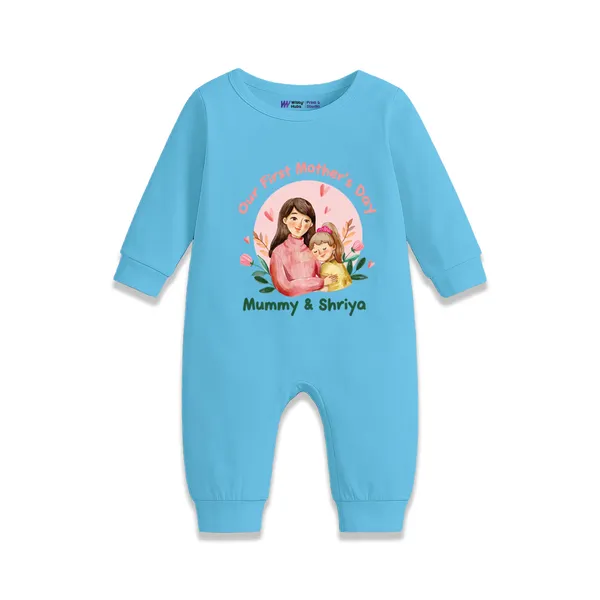 Blue_Cotton_Customized_Mummy_&_Baby_Print_Romper_For_Newborns