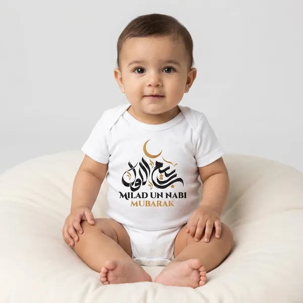 White_Cotton_Milad_Un_Nabi_Arabic_Calligraphy_Bodysuit_For_Baby