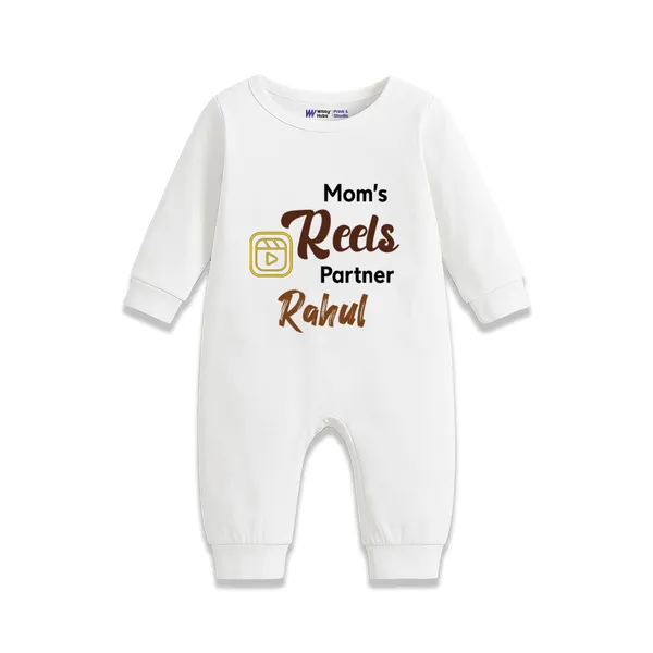 White_Cotton_Mom'S_Reels_Partner_Personalized_Romper_For_Baby
