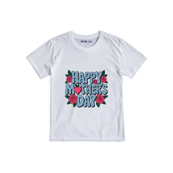 Happy_Mother'S_Day_White_Cotton_T-Shirt_For_Kids