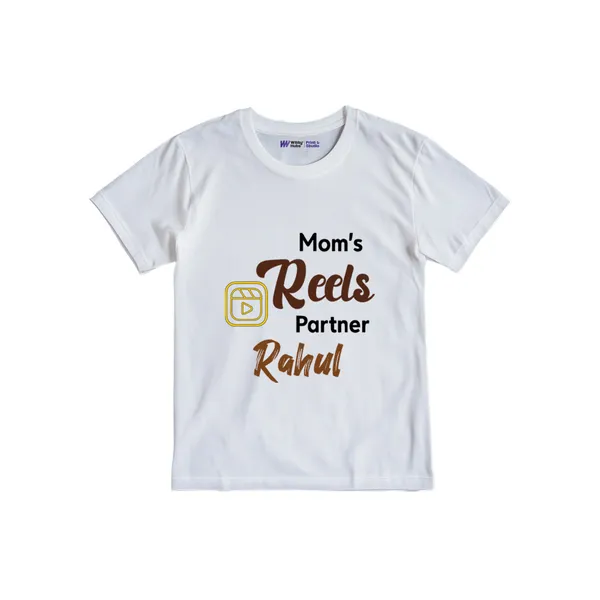 Mom'S_Reels_Partner_Personalized_White_Cotton_T-Shirt_For_Baby