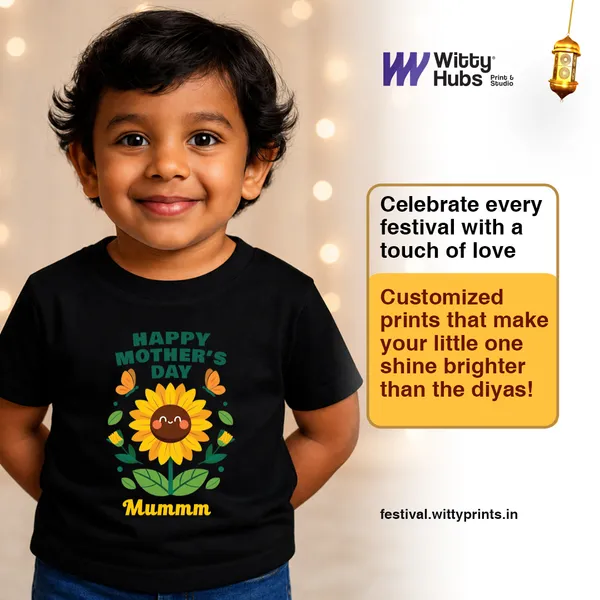 Black_Cotton_Sunflower_Mother'S_Day_T-Shirt_For_Babies