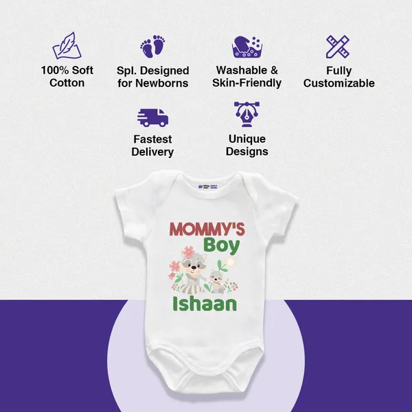 Mommy'S_Boy_Ishaan_Personalized_White_Cotton_Romper_For_Baby_Boys