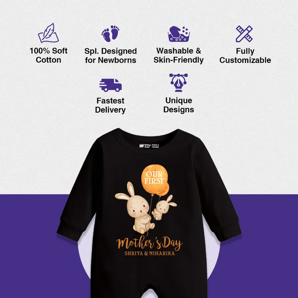Black_Cotton_Our_First_Mother'S_Day_Personalized_Baby_Romper