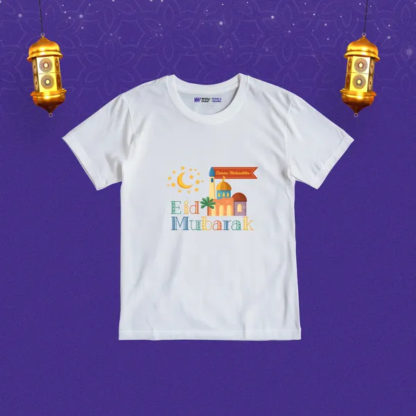 White_Cotton_Eid_Mubarak_Graphic_Print_T-Shirt_For_Kids