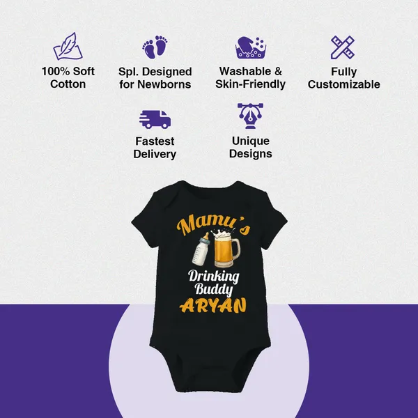 Black_Cotton_Mamu'S_Drinking_Buddy_Printed_Onesie_For_Babies