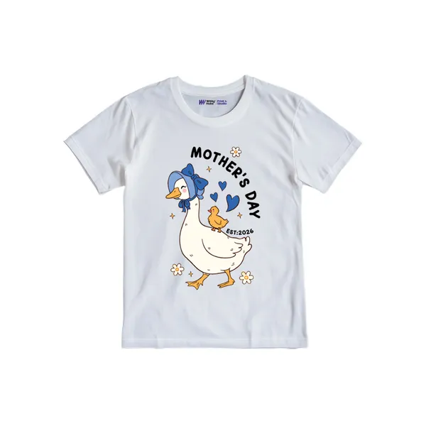 White_Cotton_Mother'S_Day_Graphic_Print_T-Shirt_For_Kids