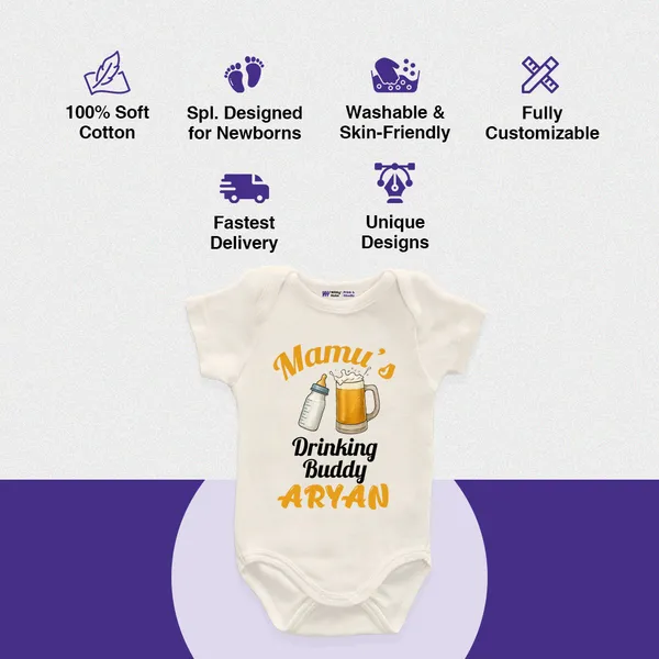 Cream_Cotton_Mamu'S_Drinking_Buddy_Printed_Onesie_For_Babies