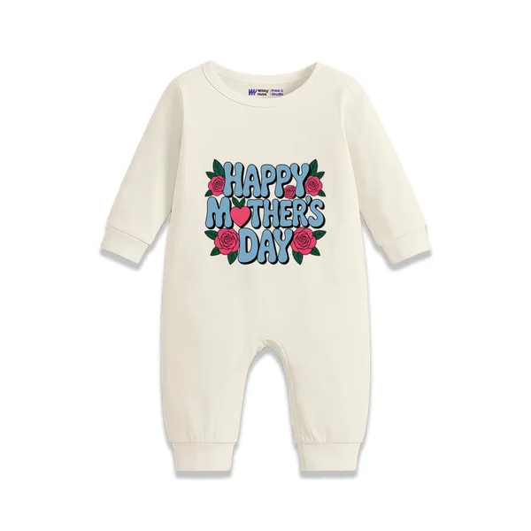 Cream_Cotton_Happy_Mother'S_Day_Romper_For_Baby