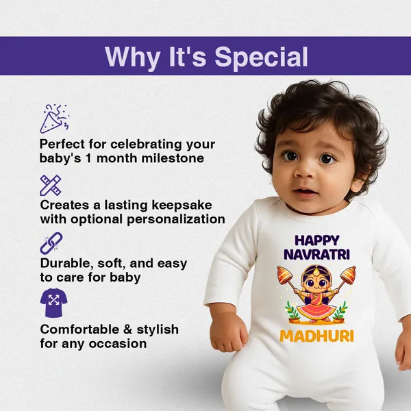 Happy_Navratri_Personalized_White_Cotton_Romper_For_Baby