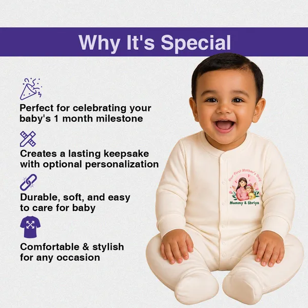 Cream_Cotton_First_Mother'S_Day_Personalized_Romper_For_Baby