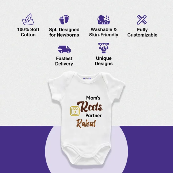 Mom'S_Reels_Partner_Customized_White_Baby_Romper
