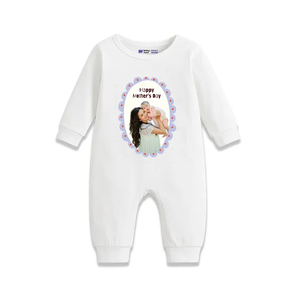 White_Cotton_Happy_Mother'S_Day_Customizable_Romper_For_Newborns