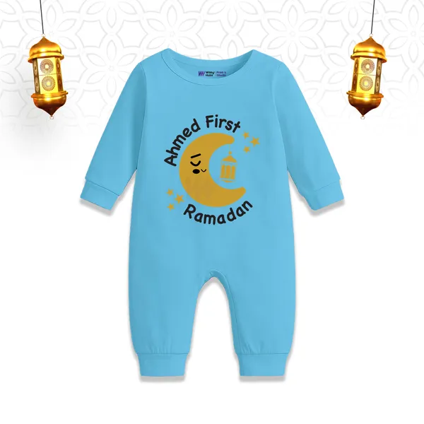 Ahmed_First_Ramadan_Blue_Cotton_Romper_For_Baby