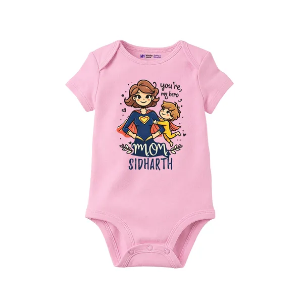 Pink_Customized_Mom_Superhero_Bodysuit_For_Baby
