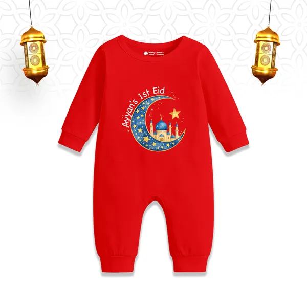Red_Moon_Star_Print_Romper_For_Baby