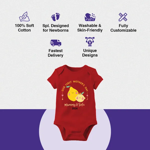 Red_Cotton_Our_First_Mother'S_Day_Romper_For_Baby