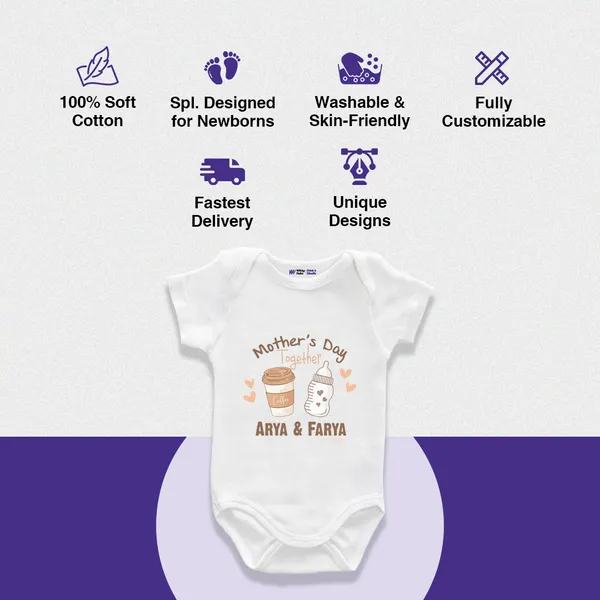 White_Cotton_Mother'S_Day_Together_Onesie_For_Baby