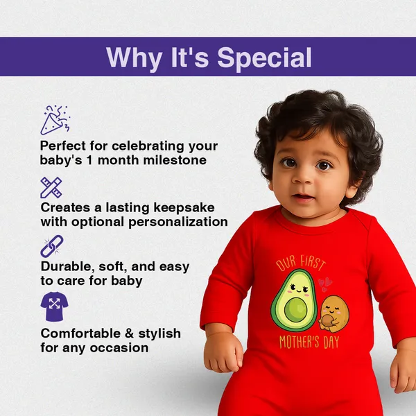 Red_Cotton_Our_First_Mother'S_Day_Romper_For_Baby