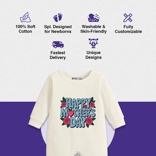 Cream_Cotton_Happy_Mother'S_Day_Romper_For_Baby