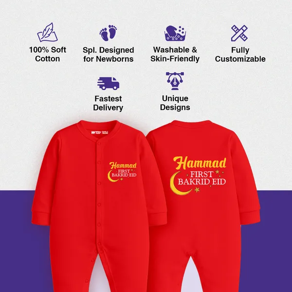 Red_Customized_First_Bakrid_Eid_Romper_For_Baby