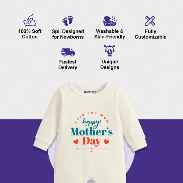 Cream_Cotton_Happy_Mother'S_Day_Romper_For_Newborns
