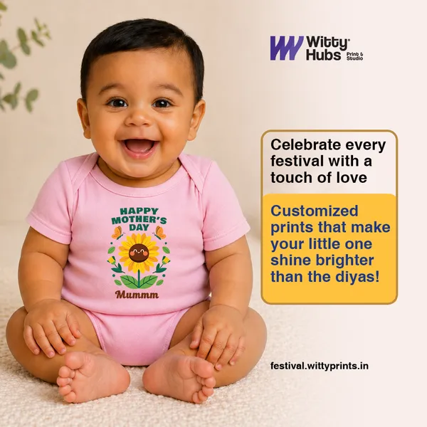Pink_Cotton_Happy_Mother'S_Day_Sunflower_Printed_Onesie_For_Baby