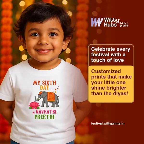 White_Cotton_Navratri_Preethi_Graphic_Print_T-Shirt_For_Kids