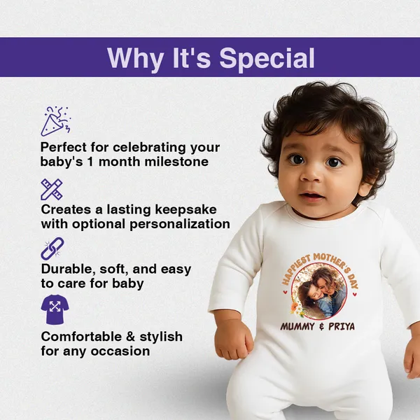 White_Cotton_Happiest_Mother'S_Day_Personalized_Baby_Romper