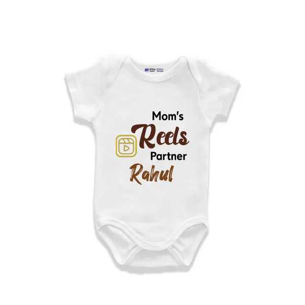 Mom'S_Reels_Partner_Customized_White_Baby_Romper