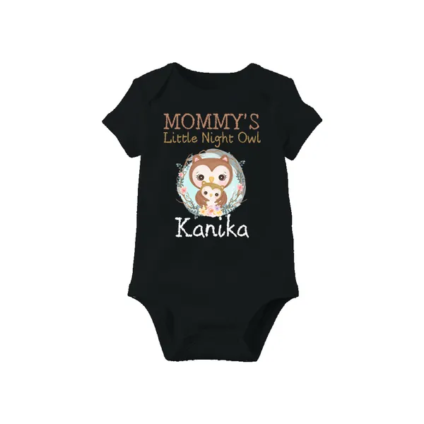 Black_Cotton_Mommy'S_Little_Night_Owl_Personalized_Baby_Bodysuit