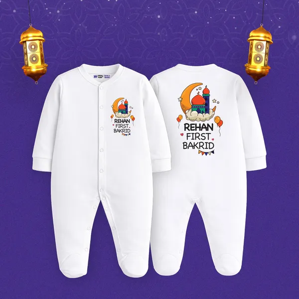 White_Cotton_Customized_Print_Romper_For_Baby'S_First_Bakrid