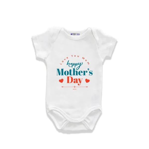 White_Cotton_Happy_Mother'S_Day_Printed_Romper_For_Baby