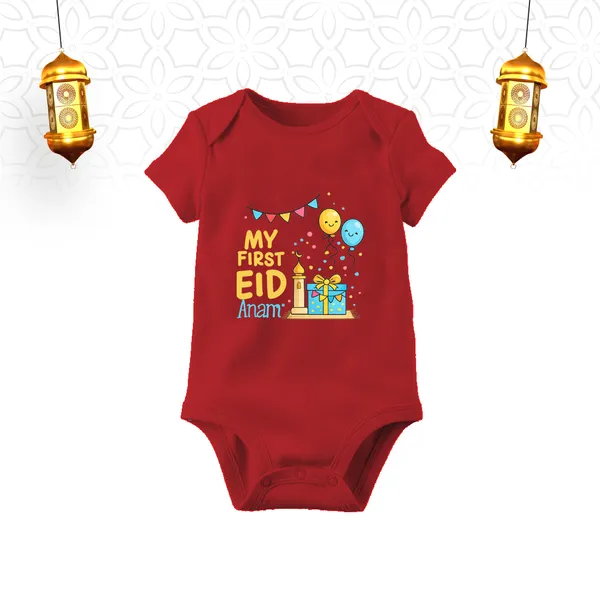 Red_Cotton_My_First_Eid_Printed_Bodysuit_For_Baby