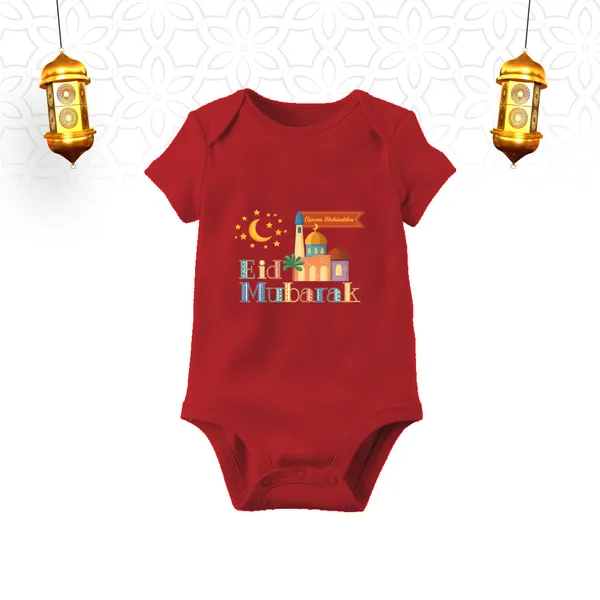 Red_Eid_Mubarak_Printed_Cotton_Baby_Bodysuit_For_Festivals