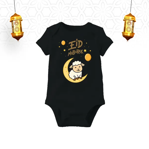 Black_Cotton_Eid_Mubarak_Printed_Romper_For_Baby