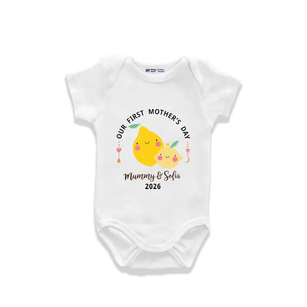 White_Cotton_Our_First_Mother'S_Day_Printed_Bodysuit_For_Baby