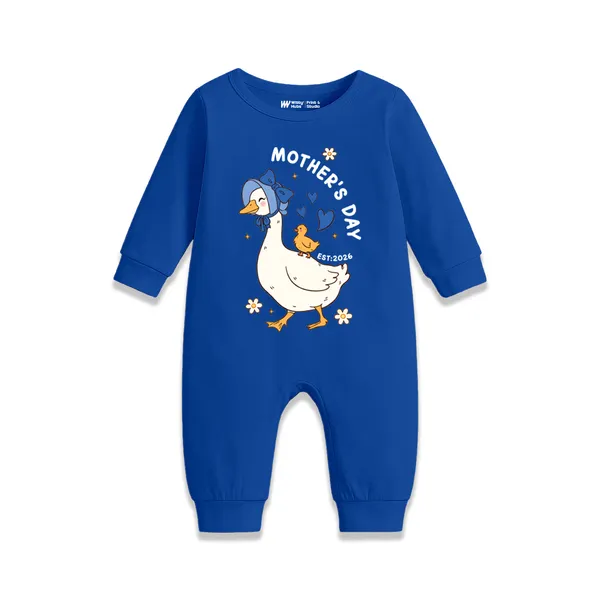 Blue_Cotton_Mother'S_Day_Goose_Print_Romper_For_Newborns