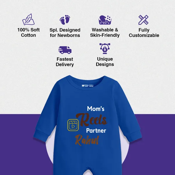 Blue_Cotton_Mom'S_Reels_Partner_Kaun_Printed_Romper_For_Baby
