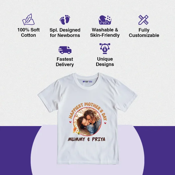 White_Cotton_Happiest_Mother'S_Day_Printed_T-Shirt_For_Kids