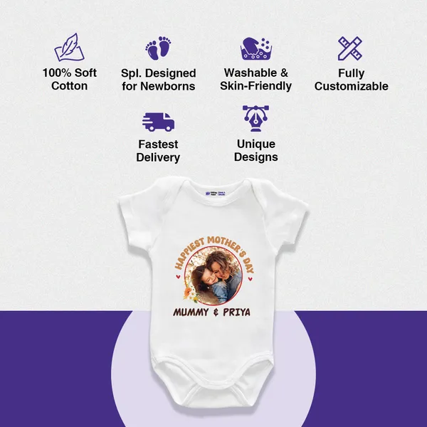 Happiest_Mother'S_Day_Personalized_White_Cotton_Baby_Romper