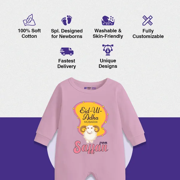 Pink_Cotton_Eid-Ul-Adha_Mubarak_Customizable_Baby_Romper